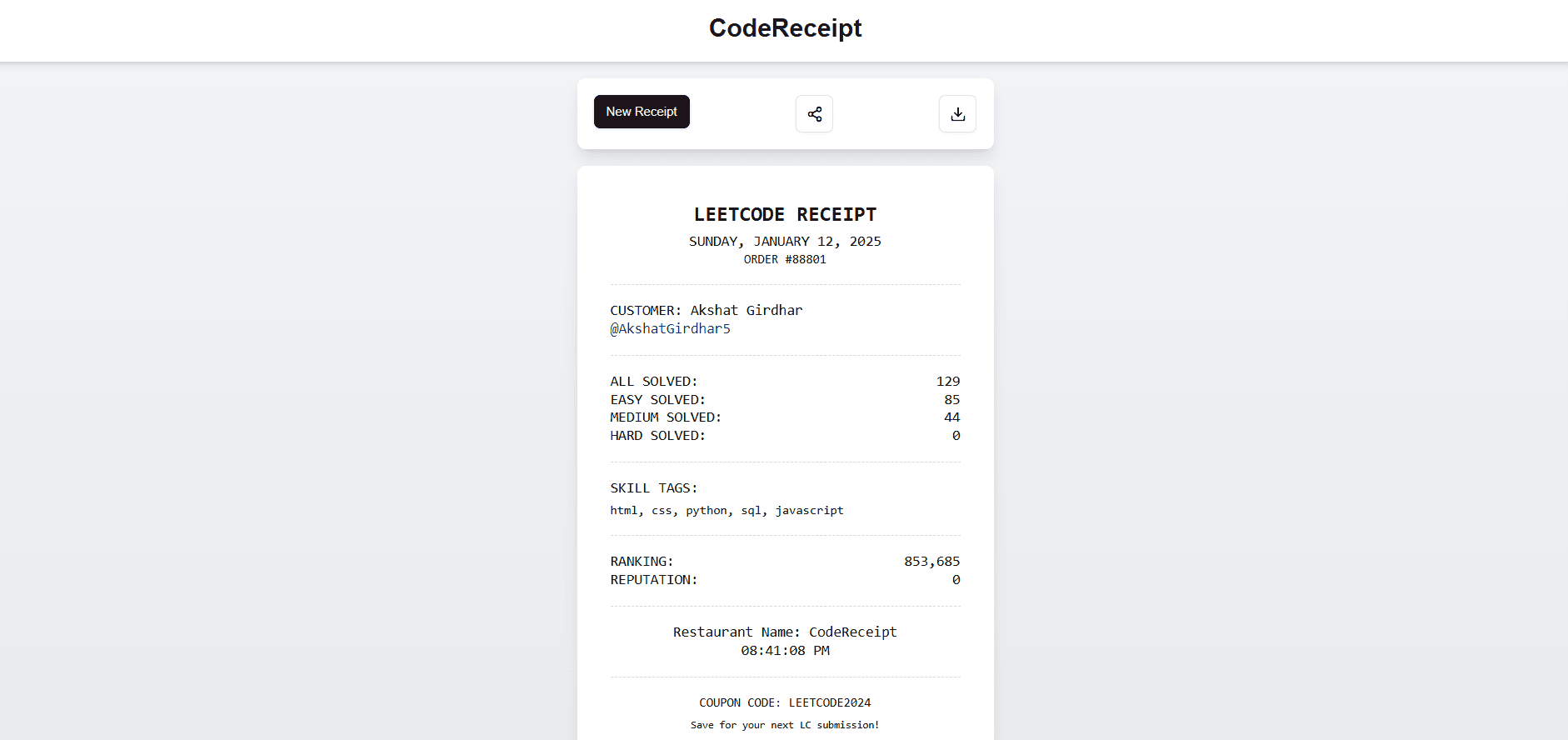 CodeReceipt